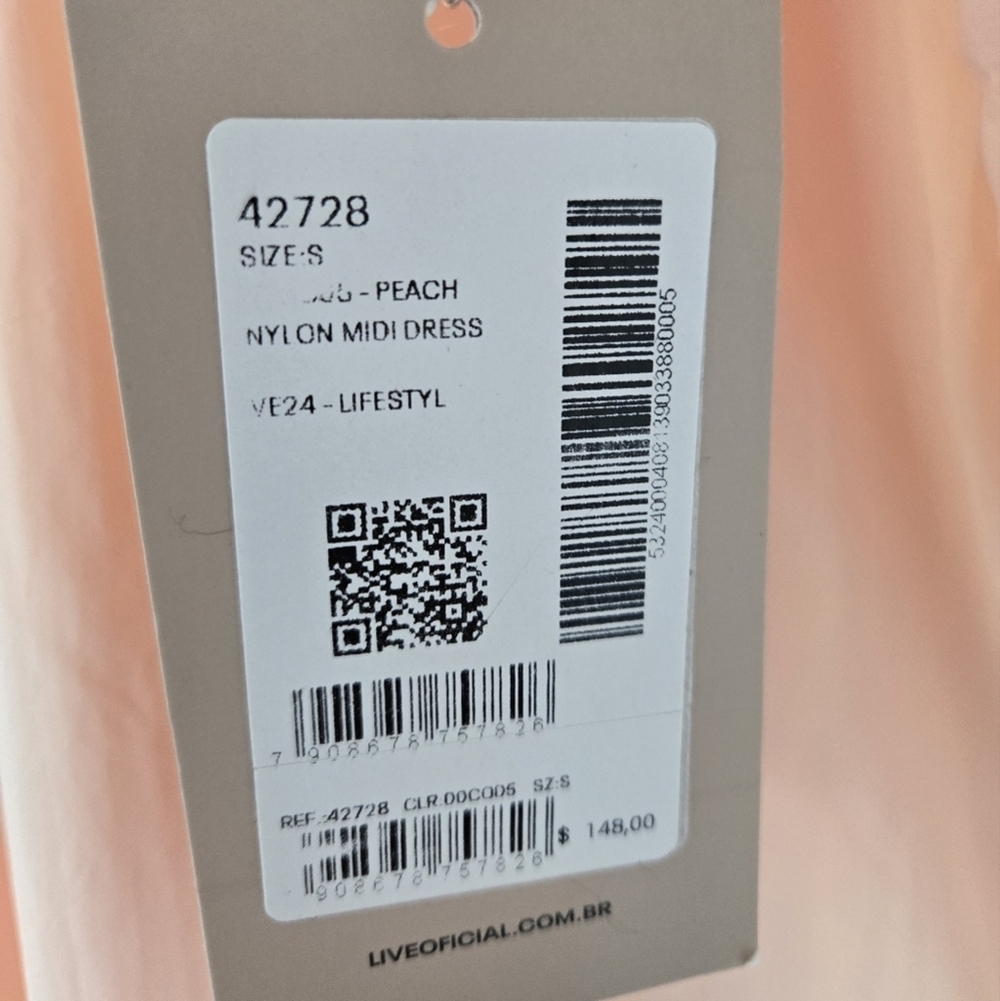LIVE! Activewrar Brazilian Brand Nylon Midi Dress‎ Peach Color Size Small NWT - Picture 13 of 16